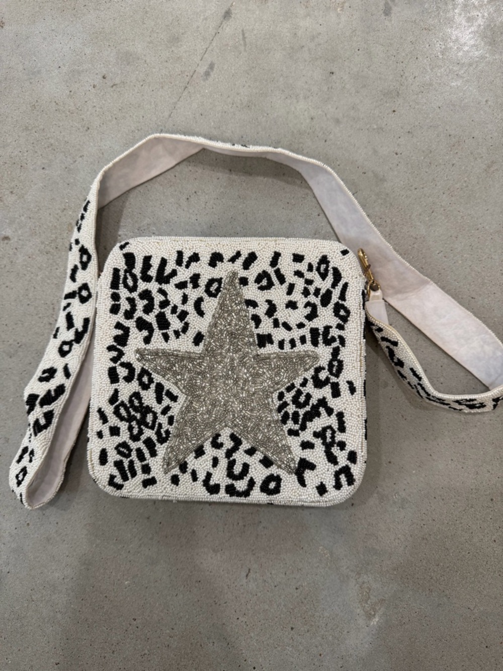 Hand Beaded Leopard Print Crossbody Bag